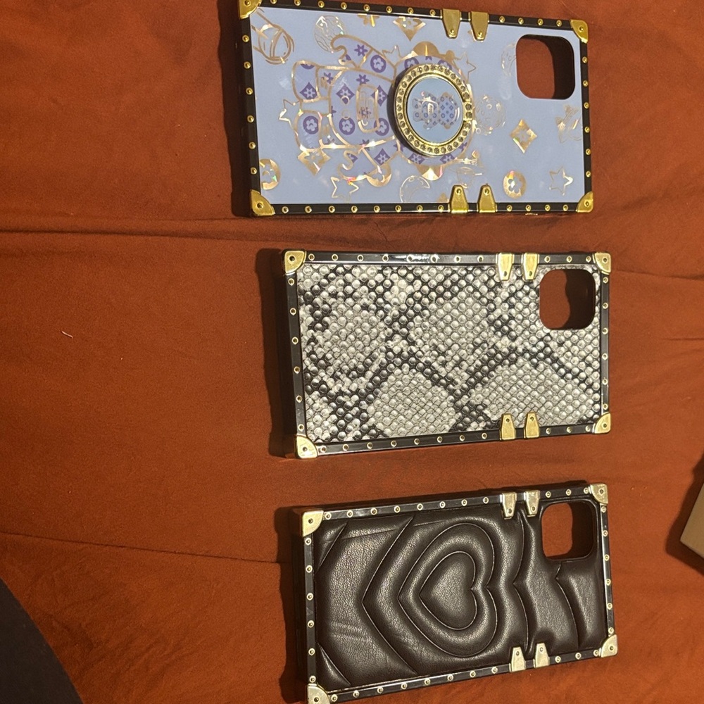 Luxury Designer Phone Case Set - Black, Silver, Blue Set of 3 For IPhone 11
